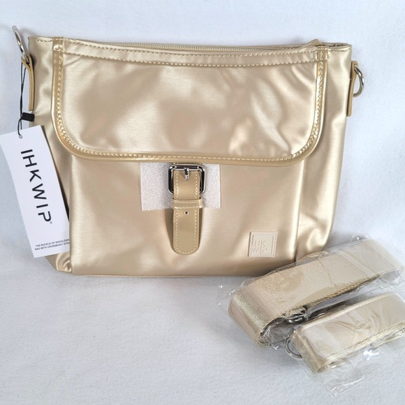 Ihkwip Handbags - IHKWIP Women Shoulder Bag Convertible Buckle Up Crossbody Medium Gold Size M